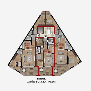 B Blok Zemin-1-2-3. Kat