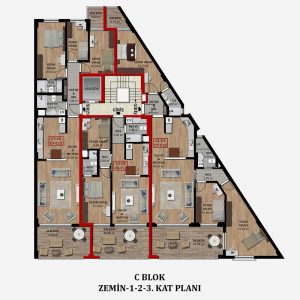C Blok Zemin-1-2-3. Kat